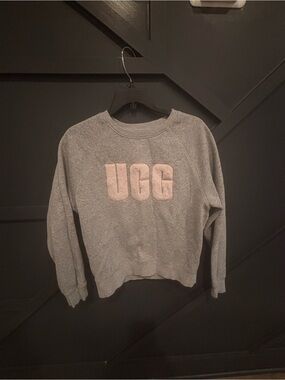 UGG Women's Gray Crewneck with Pale Pink Logo